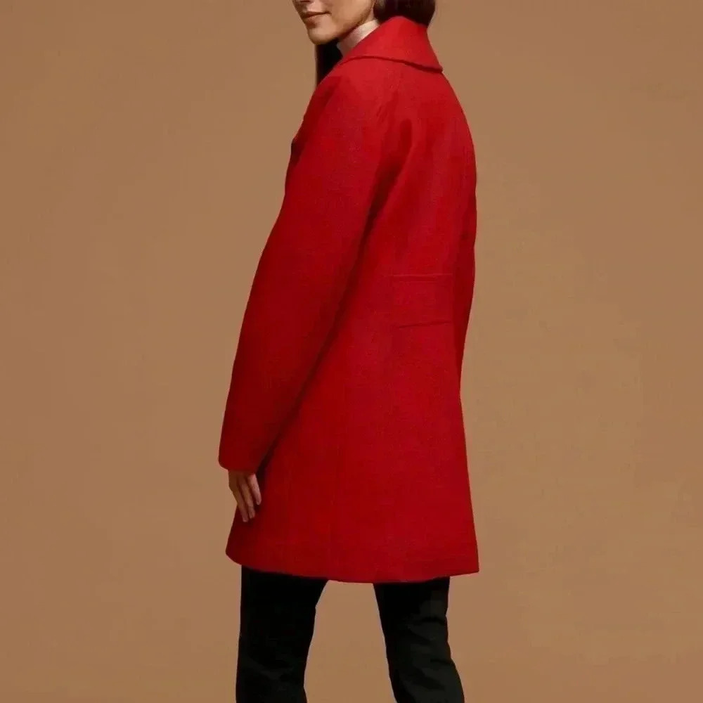 Vintage Anne Klein Wool and Angora Red Coat size 10 - Picture 6 of 6
